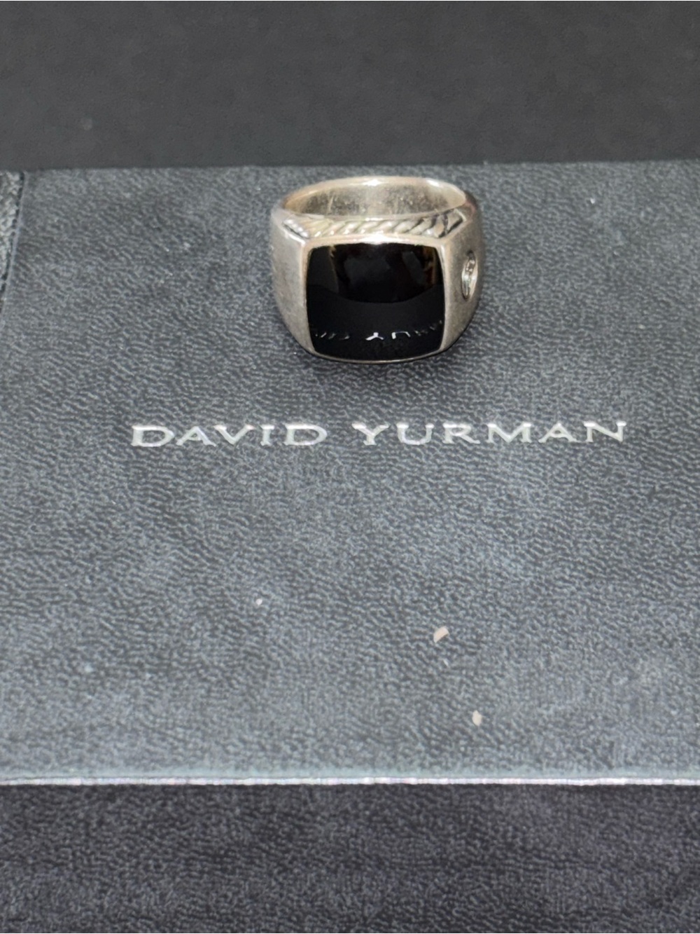 David Yurman Men's Black Onyx Cable Signet Ring